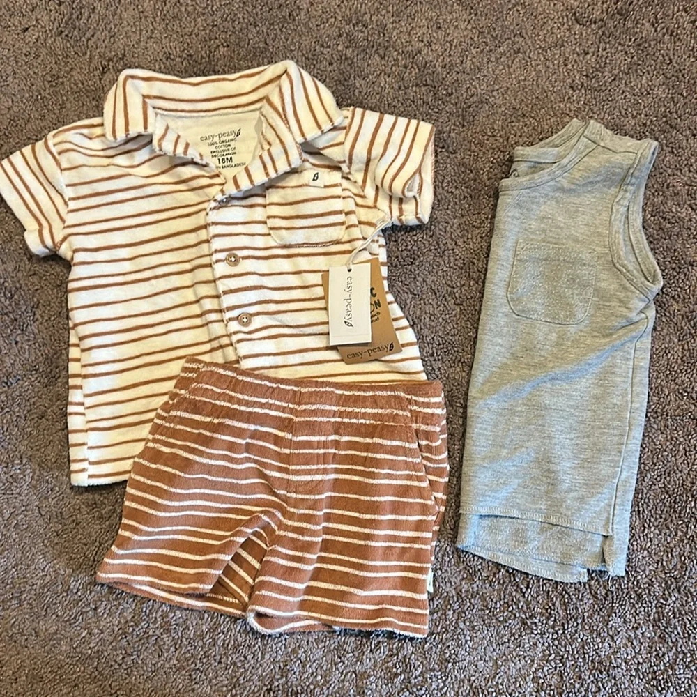Toddler boys 18m spring/summer 2 piece shorts set, rash guard swimsuit & romper